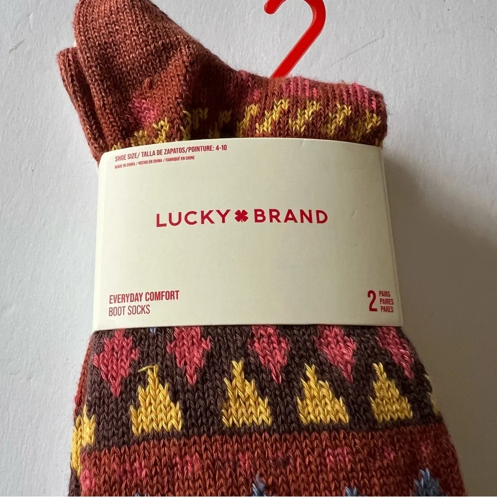 LUCKY BRAND 2 PAIR WOMEN’S BOOT SOCKS OS NWT